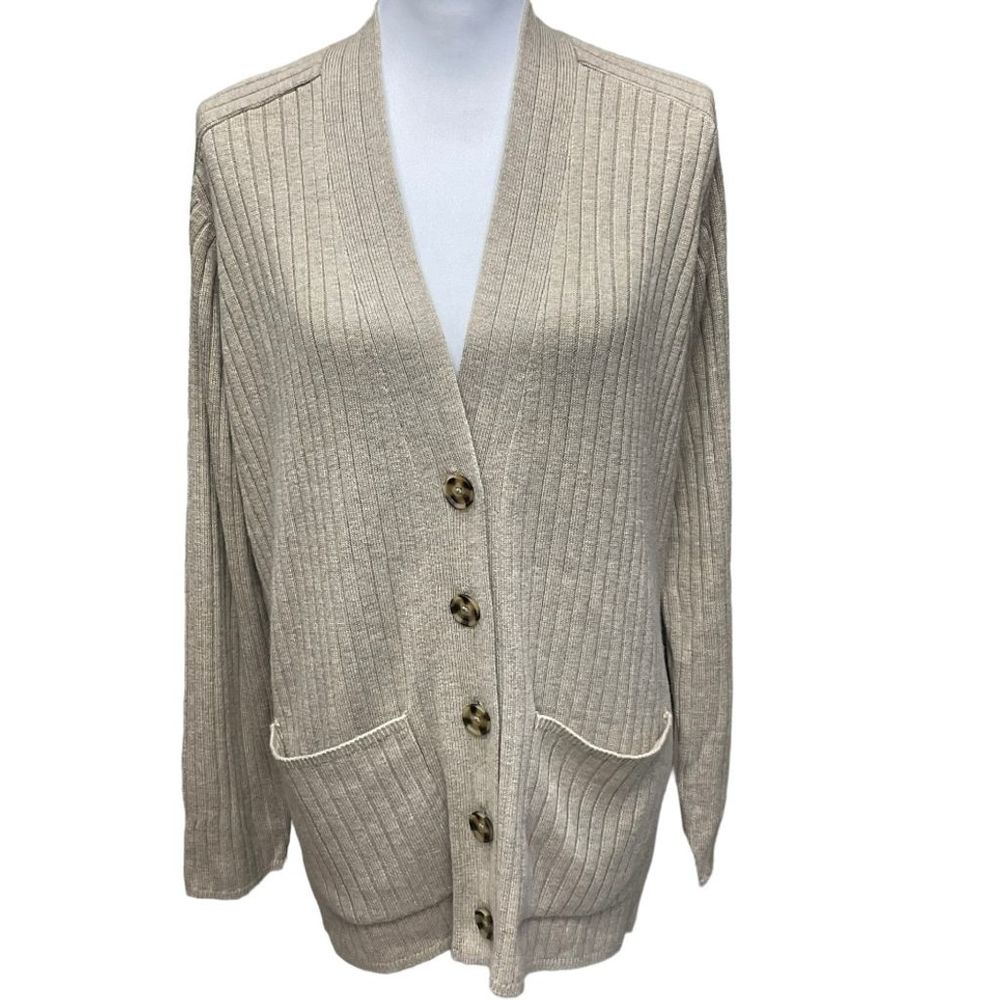 Gap Beige Collared Long Sleeve Cardigan Sweater Unisex‎ Size M NWT Oversized